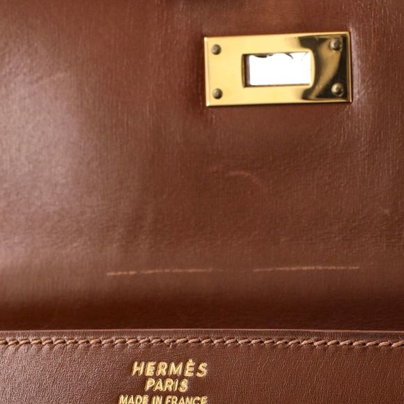 Hermes Kelly Handbag Fauve Box Calf with Gold Hardware 35 Brown - Picture 11 of 13